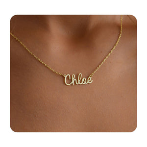 DreamNecklaceArt 14K Gold Personalized Name Necklace, Custom Name Jewelry, Birthday Gift for Her, Gift for Mom, Mama Necklace, Personalized Gift