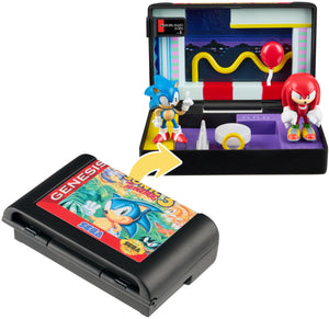 Sonic The Hedgehog 3 Diorama Playset – Mini Sonic & Knuckles Figures with Carnival Night Zone – SEGA Genesis Collectible Cartridge