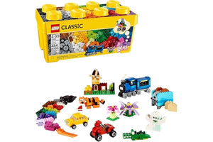 LEGO Classic Medium Creative Brick Box 10696 Building Toy Set - Featuring Storage, Includes Train, Car, and a Tiger Figure, and Playset for Kids, Boys, and Girls Ages 4-99