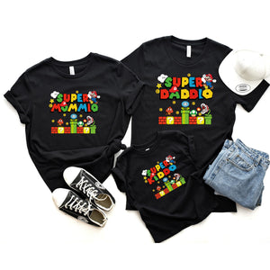Super Mommio Daddio Kiddo Shirt, Mum/Dad/Papa/Kid Family Matching Super Mothers Day/Fathers Mummy Daddy Son Boys/Girls Mommio Gift Tee Tops, Father Days, Mother Days Black, White