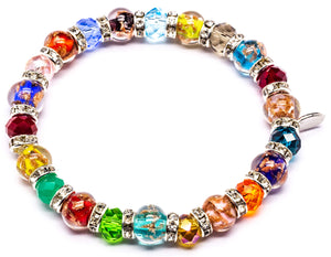 Generic Authentic Murano Glass Elastic Stretch Bangle - Handmade in Venice - Italian Jewelry - Lampwork Beads - Made in Italy