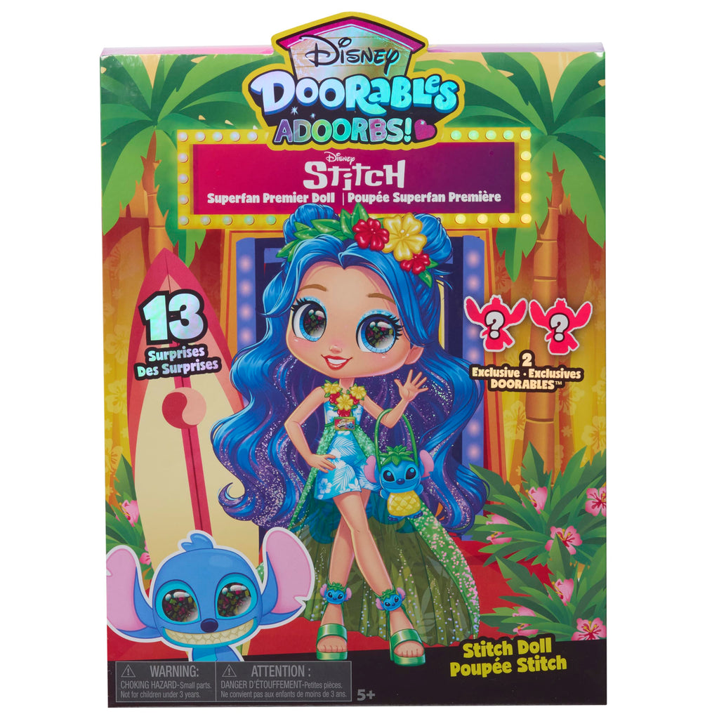 Disney Doorables ADOORBS Deluxe Stitch Superfan Doll – 5.5" Poseable Disney Stitch Fashion Doll with Mini Figures & Accessories, Easter Basket Stuffer