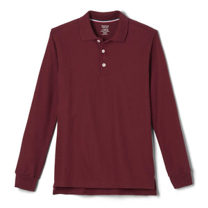 French Toast -Boys Long Sleeve Pique (Standard & Husky) Polo Shirt, Burgundy, 6 7 US