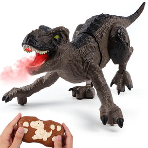 Remote Control Trex Dinosaur for Kids- Spray Lights RC Dino Figurine Walking Roar,T-rex Electric Prehistoric Creatures for 6 7 8 9 10 Years Boys and Girls Christmas Birthday