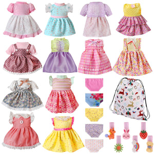 Alive Baby Doll Clothes and Accessories - 10 Sets Girl Doll Clothes Dress for 12 13 14 15 16 Inch Dolls, Baby Doll Clothes - Dolls Outfits Accessories with Hairpin & Underwear 22 Pcs for Girls Gift