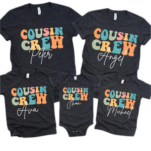 Personalized Groovy Cousin Crew Kids Shirt, Retro Custom Matching Cousins Shirts, Cousin Trip T-Shirt,Boho Natural Kids Youth & Adult Shirts