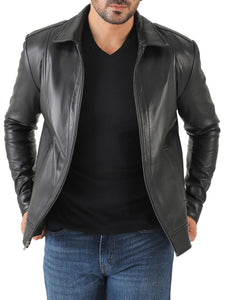 Jild Classic Shirt Collar Leather Jacket Men - John Wick Style Real Lambskin Mens Leather Jacket