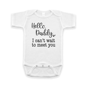 Pineapple Pancake Kids Hello, Daddy Surprise Pregnancy Announcement For Dad Infant Bodysuit Gift