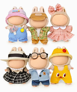 6 Clothes Sets for 17cm Collectible Dolls – Miniature Outfits with Accessories – Hat, Glasses & Necklace Details – Ages 15+ (No Doll)