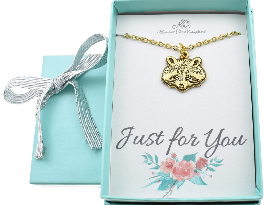 Raccoon Necklace in Antique Gold Plated Pewter |