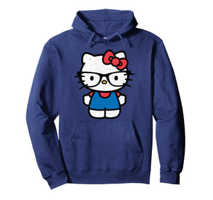 Hello Kitty Distressed Nerd Glasses Pullover Hoodie