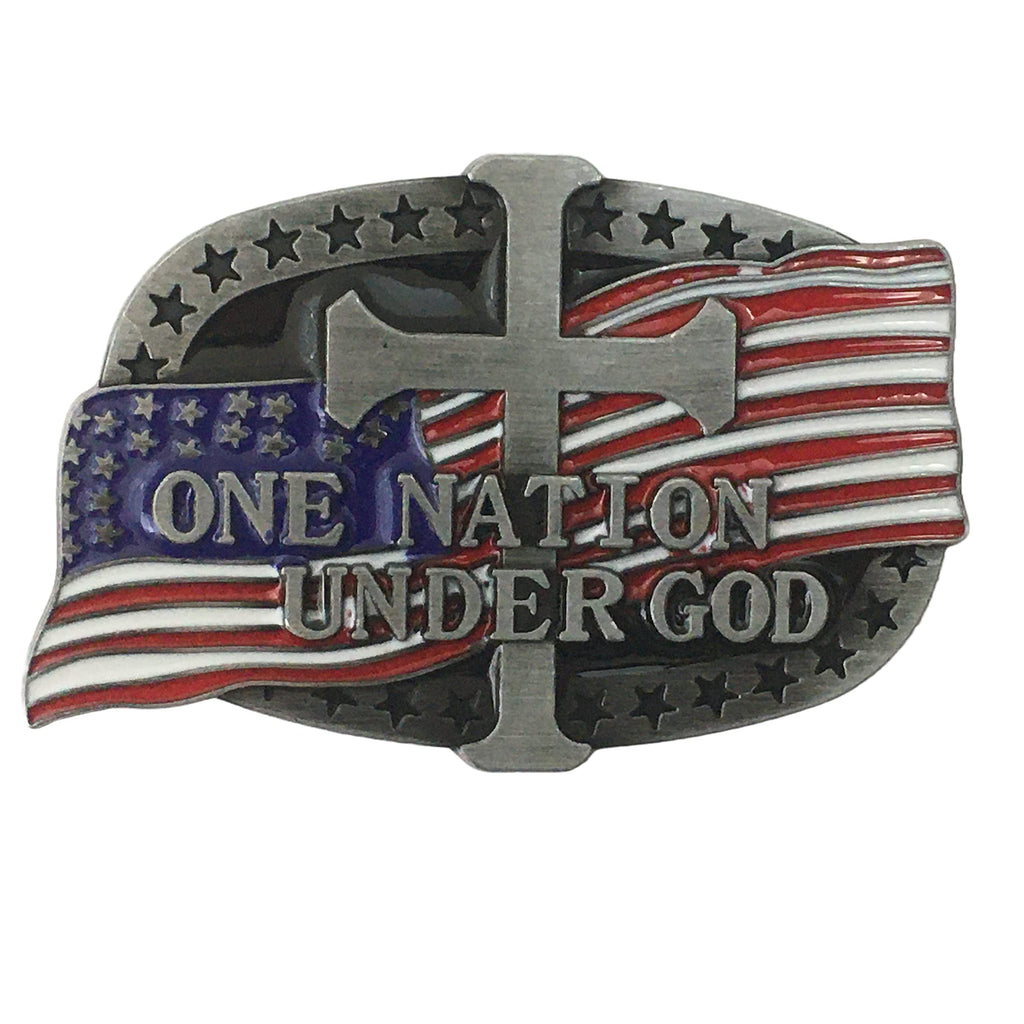 American Flag Belt Buckle USA Military One Nation Under God Belt Buckle