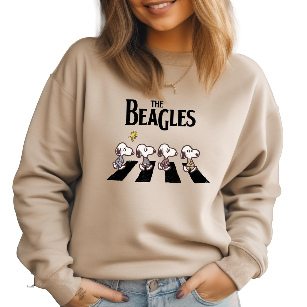 Abbey Road Inspired Sweatshirt, The Beagles Sweatshirt, Fall Dogs Sweater, Funny Beatles Inspired Apparel Multicolor