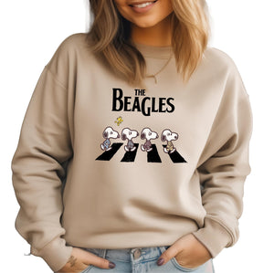 Abbey Road Inspired Sweatshirt, The Beagles Sweatshirt, Fall Dogs Sweater, Funny Beatles Inspired Apparel Multicolor