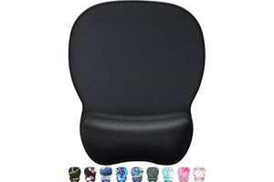 MROCO Ergonomic Mouse Pad with Gel Wrist Rest, Comfortable Mousepad with Smooth Wrist Support Surface and Non-Slip PU Base for Pain Relief, Computer, Laptop, Office & Home, 9.4 x 8.1 in, Black Color