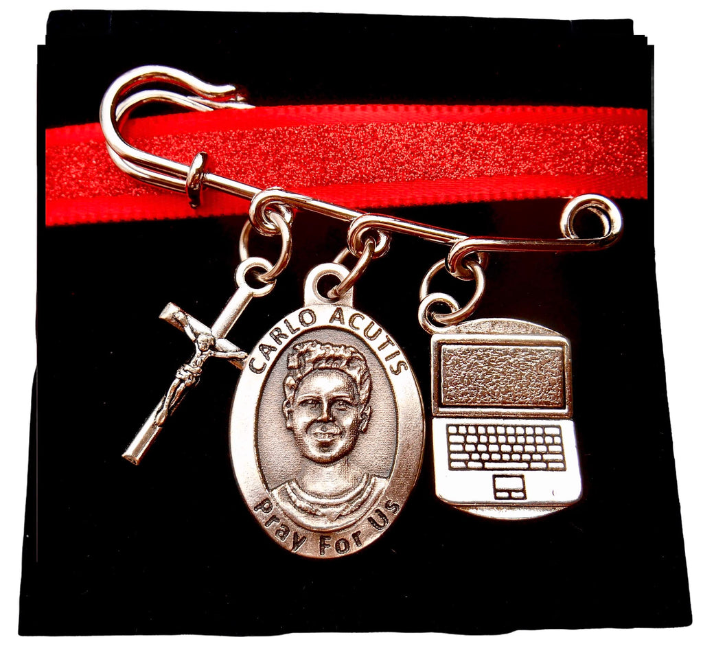 Carlo Acutis, Laptop Charm, Confirmation Catholic Boys Pin, Patron Saint of Gamers, Eucharistic Miracles