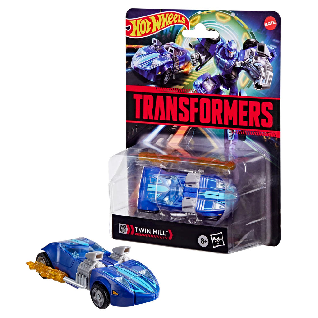 Transformers Collaborative Hot Wheels x Twin Mill, Deluxe Class 5-Inch Robot Action Figure Converts to Racecar, Car Toys for Ages 8+