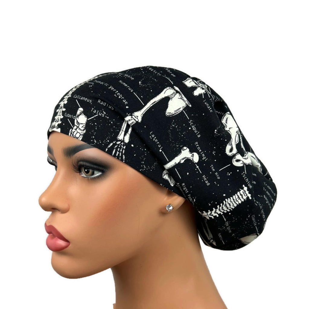 DK Scrub Hats Surgical Cap, Euro Bouffant, Nurse Scrubhat, Healthcare Worker Scrubcap, Glow Skeleton