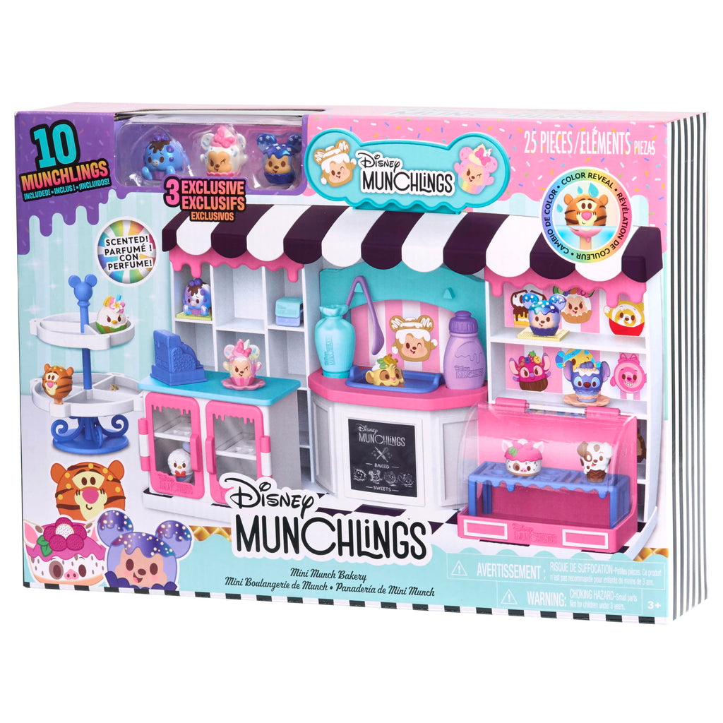 Disney Munchlings Mini Munch Bakery, 25-Piece Color Change Figure Playset, 1-inch Collectible Scented Figurines, Kids Toys for Ages 3 Up by Just Play
