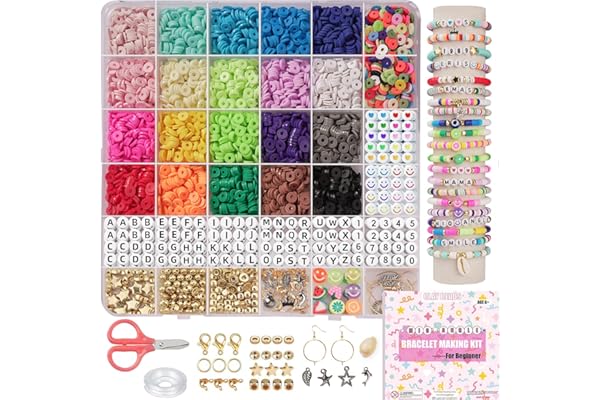 Mio Angle Bracelet Making Kit for Beginner 5000Pcs Preppy Polymer Friendship Bracelet Making with Charms Kit for Jewelry Making DIY Arts and Crafts Birthday Gifts Toys for Kids Age 6-13
