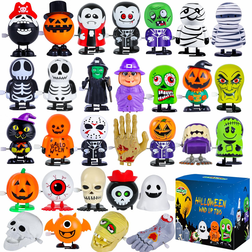 Max Fun 30Pcs Halloween Wind Up Toys Assortment Halloween Toys for Kids Halloween Party Favors Goody Bag Filler Treat Bag Stuffers Halloween Treats Prizes