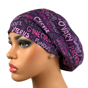 DK Scrub Hats Surgical Cap Euro Bouffant Nurse Hat Surgery Scrub Cap Burgundy OBGYN