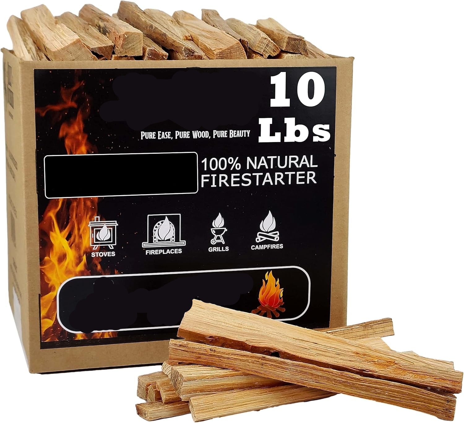 Box of Billy Buckskin Fatwood firestarter with wooden sticks on a white background