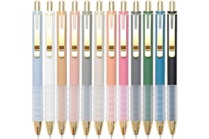 Linbsunne Ballpoint Pens Black Medium Point 1mm Pen with Super Soft Grip Ball Point Pen for Men Women Retractable Pens (gold-12 pcs)
