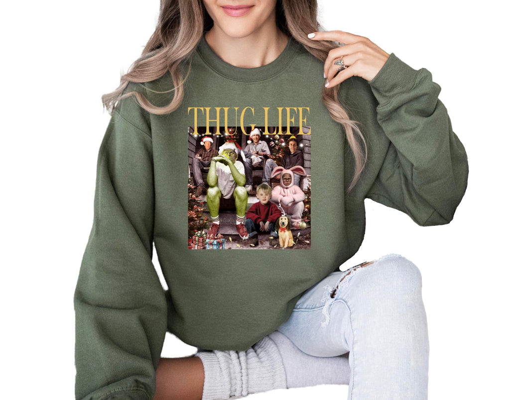 Thug Life Christmas Shirt - Thug Life Christmas Sweater & Hoodie , Christmas Movie Shirts , Christmas Sweatshirts Men , Christmas Sweatshirts , Ugly Christmas Sweater , Christmas Thug Life Sweatshirt