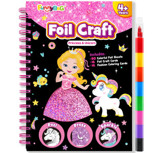 FUNNYB&G Foil Art Crafts for Kids Ages 4-8: Easter Basket Stuffers Essentials for Kids 2026, Easter Gifts for Girls, Crafts Supplies,Party Favors,Creative Toys for Girls 4 5 6 7 8 Years Old(Princess)