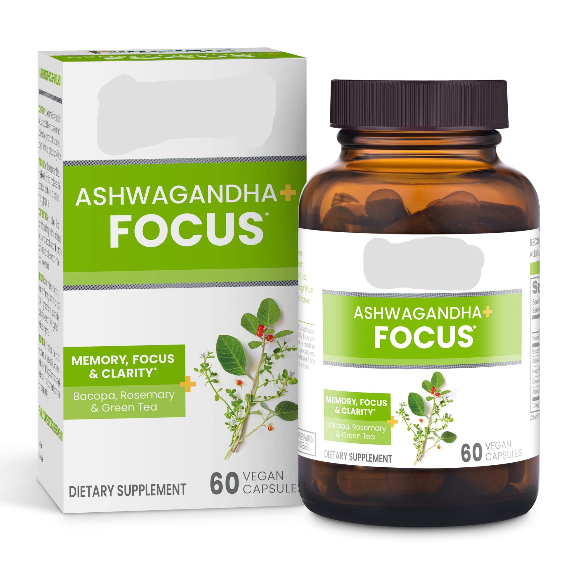 Himalaya Ashwagandha Focus supplement bottle and packaging on a white background