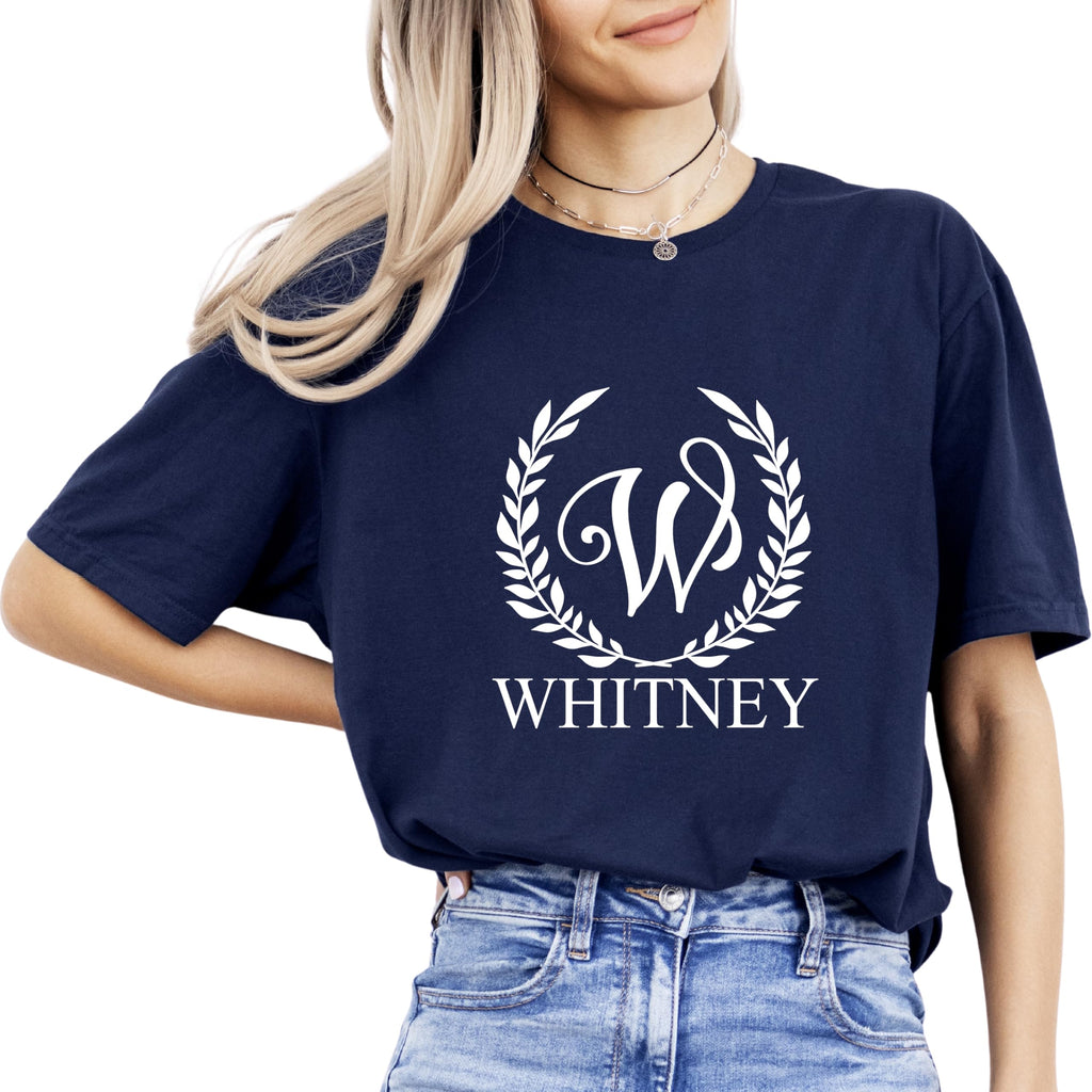 Personalized Monogram Name Surname T-Shirt, Custom Family Name Shirt Navy