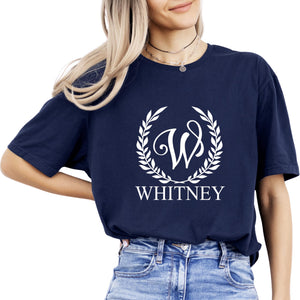 Personalized Monogram Name Surname T-Shirt, Custom Family Name Shirt Navy