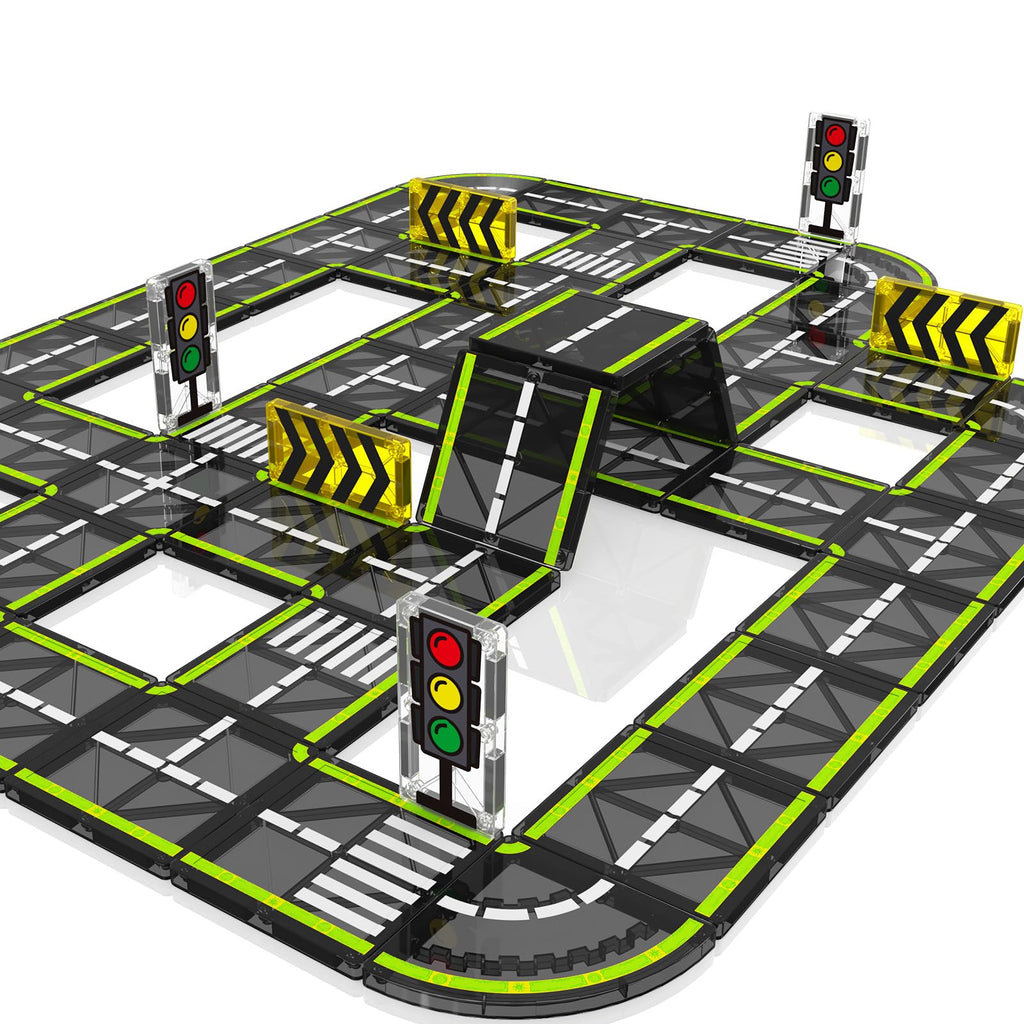 Magnetic Tiles Road Set, Magnetic Building Blocks for Toddler Kids, Montessori Educational Magnet Toys for Kids Ages 3+Year Old, STEM Creative Toy for Christmas Birthday Gifts