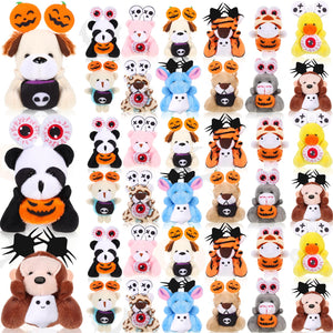 Civaner 36 Pcs Mini Halloween Stuffed Animals Bulk Tiny Soft Halloween Plush Animal Toy Small Pumpkin Bear Puppy Keychain Doll for Trick or Treat Party Favors Exchange Gifts Goodie Bag Fillers Prizes