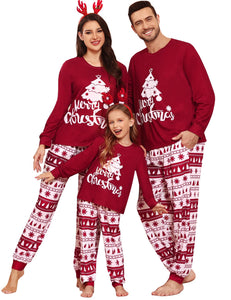 SWOMOG Family Christmas Pjs Matching Sets Christmas Pajamas for Family Xmas Jammies Set Christmas Holiday Sleepwear WoWomen and Men and Women and Men Pullover Wine Red XX-Large