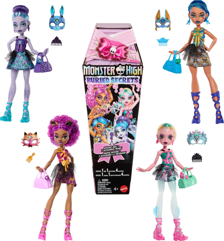 Monster High Buried Secrets Dolls and Accessories, Cozy Creepover Theme with Mystery Doll and 5 Unboxing Surprises (Characters May Vary)