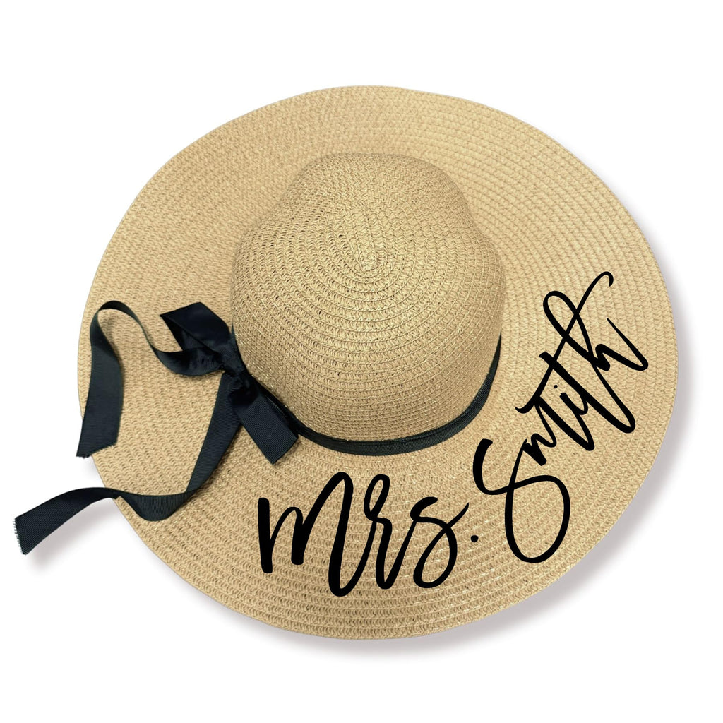 Posh Soiree Women's Sun Hats for Beach - Personalized Floppy Sunhats for Bride to be/Future Mrs. – Custom Beach Hat for Sun Protection - Handmade Hats Gift for Honeymoon/Vacation Natural