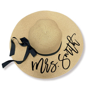 Posh Soiree Women's Sun Hats for Beach - Personalized Floppy Sunhats for Bride to be/Future Mrs. – Custom Beach Hat for Sun Protection - Handmade Hats Gift for Honeymoon/Vacation Natural