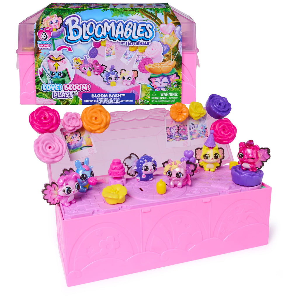 Hatchimals Bloomables, Bloom Bash Pack, Cute Easter Basket Stuffers with 6 Surprise Blind Box Figures, Over 15 Accessories, Terrarium & Dance Floor