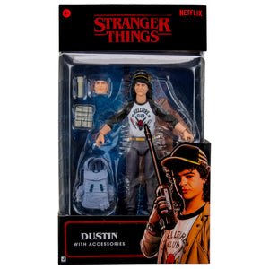 Stranger Things Dustin Henderson Upside Down Collector Figure - 6-Inch Highly Detailed Figure with Soft Good Clothing and Unique Accessories