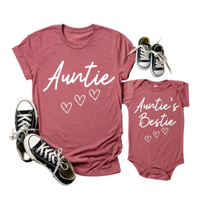 Auntie & Auntie's Bestie Matching Shirt – Auntie and Me Outfit Heather Mauve