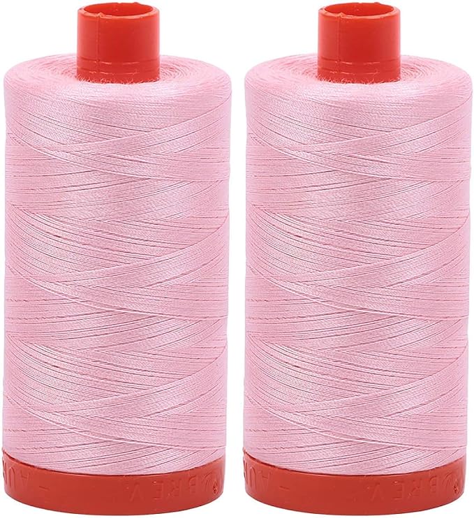 Mako Cotton Thread Aurifil 50Wt “ Baby Pink (2423) Solid “  “ 1422 Yards Each2 (2-Pack )