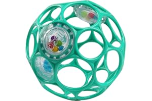 Bright Starts Oball Easy-Grasp Rattle BPA-Free Infant Toy in Teal, Age Newborn and up, 4 Inches