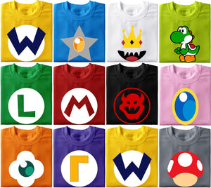 Friends Matching Shirts, Birthday Party Tshirt, Personalized Cosplay Gift, Super Family Shirt, Bowser Princess Daisy Waluigi Wario Toad Logo T Shirts