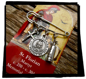 Saint Florian FireFighter Protection Pin, Patron Saint of FireFighters, Gear Bag Pin, Probie Gift, Protector from Drowning, Fire and Floods