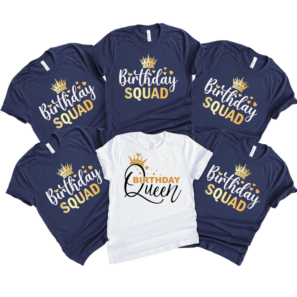 Birthday Queen Squad Tshirts, Matching Bday Party Group Shirts