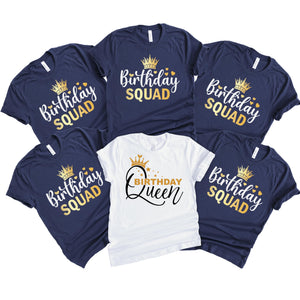 Birthday Queen Squad Tshirts, Matching Bday Party Group Shirts