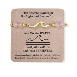 Quietsun Stocking Stuffers for Teens Girl Gifts Teenage 2025 Christmas Women Gift Birthday Gifts Ideas 12 Year Old Rose Quartz Protection Wave Bangle Bracelet Valentines Day Her Easter Basket