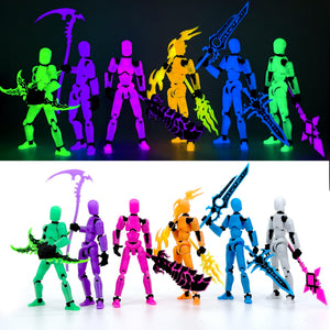 [6-PACK] Glowing Titan 13 Action Figure Set Already Assembled, T13 3D Printed Action Figures With Weapons Accessories T 13 Lucky Robo Dummy Nova 13 Action Figures, Figura de acción t13 (6-Colors)